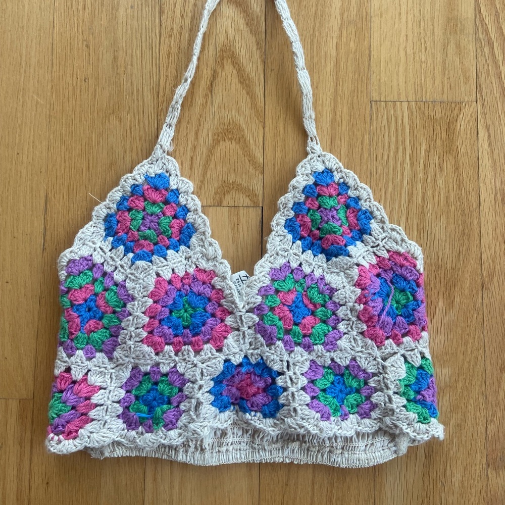 Stradivarius crochet tie top